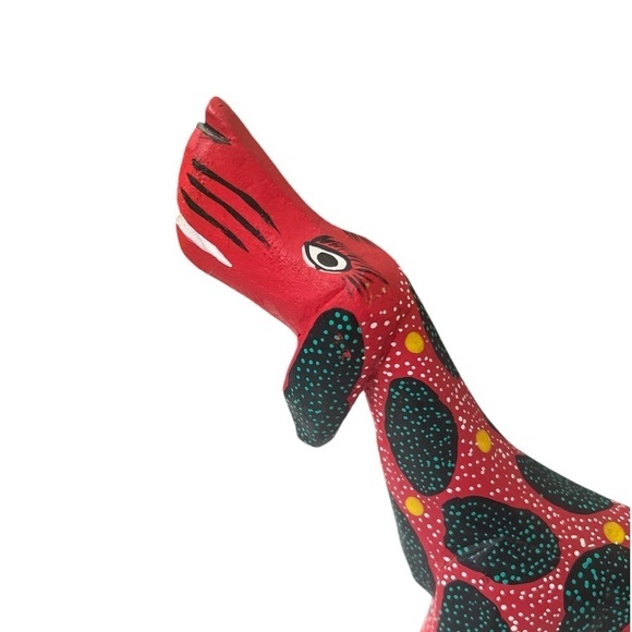 Wooden handcarved hand painted dog bright colors MCM - Picture 3 of 5